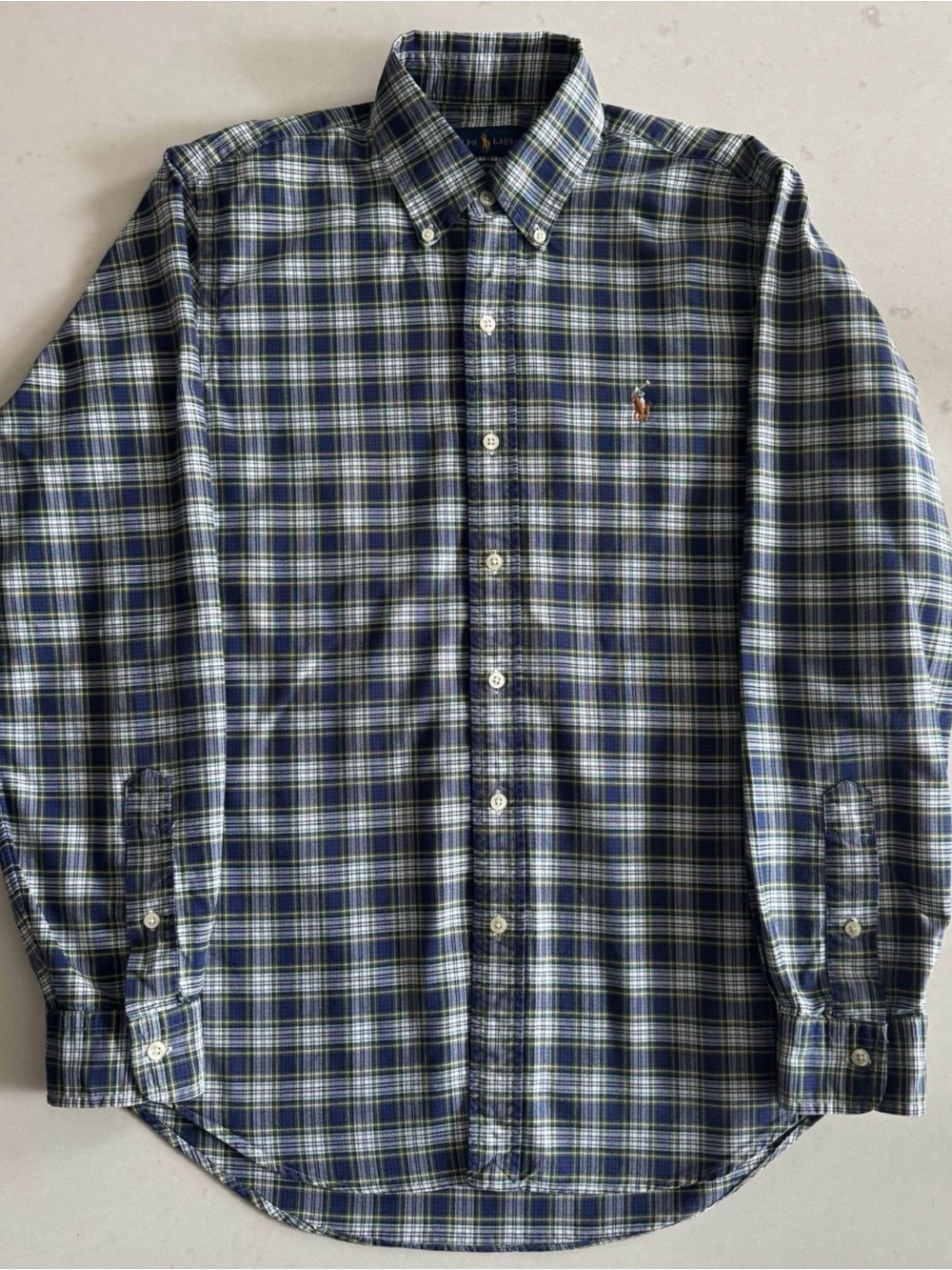Ralph Lauren Navy and Green Plaid Button-Down Shirt